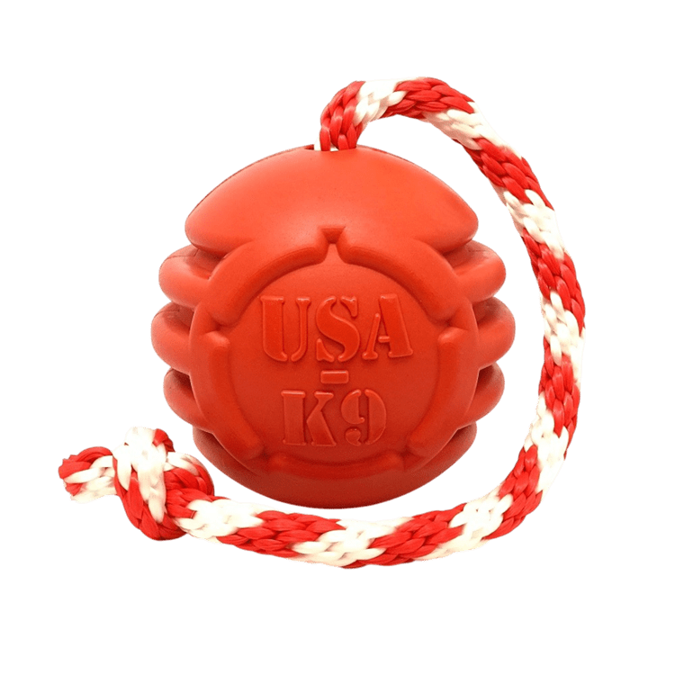 USA-K9 Stars and Stripes Rubber Dog Toy | K9 Handler Reward Toy | Red | USA Made Rubber Dog Toys - Lazy Paper Club