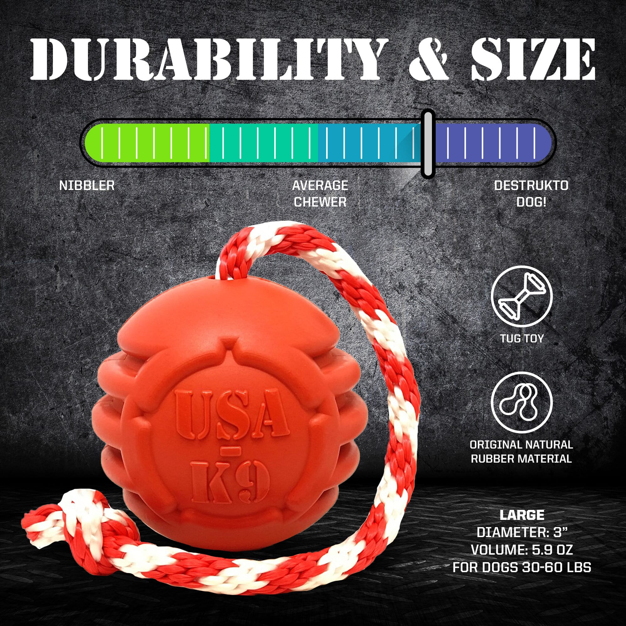 USA-K9 Stars and Stripes Rubber Dog Toy | K9 Handler Reward Toy | Red | USA Made Rubber Dog Toys - Lazy Paper Club