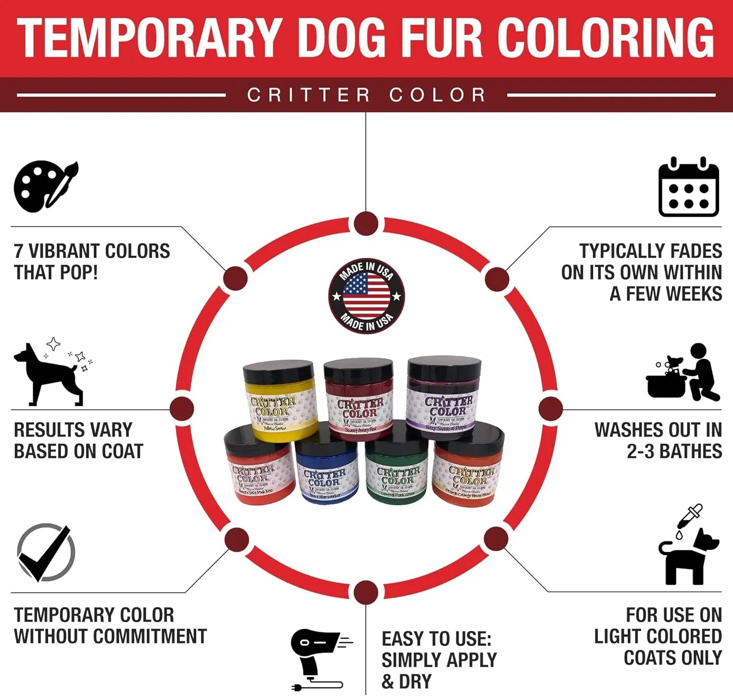 Warren London Critter Color Temporary Pet Fur Dye, Washable Non-Toxic 4oz - Lazy Paper Club