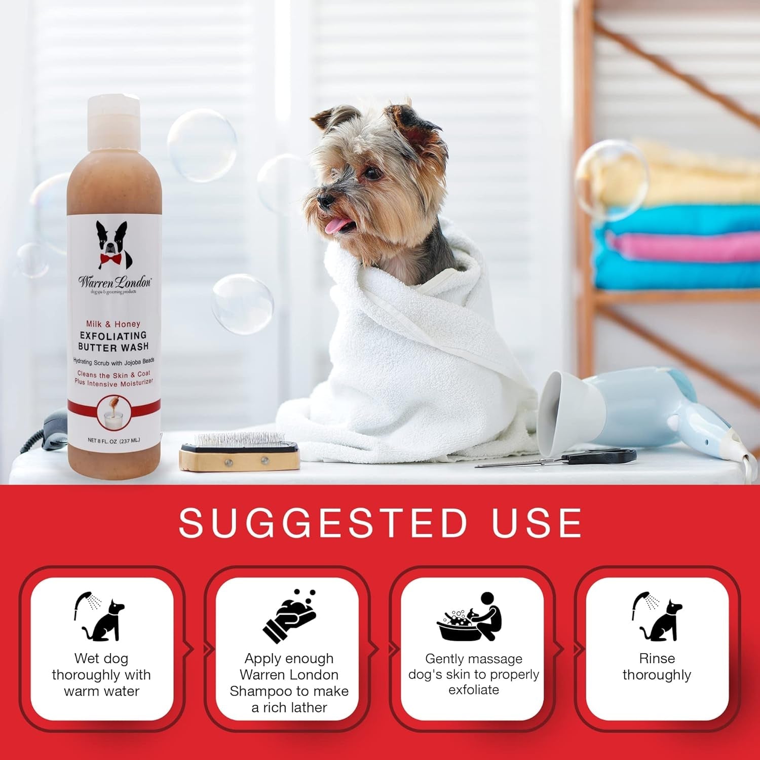 Warren London Dog Shampoo Conditioner Combo Detangler Moisturizer 8oz - Lazy Paper Club