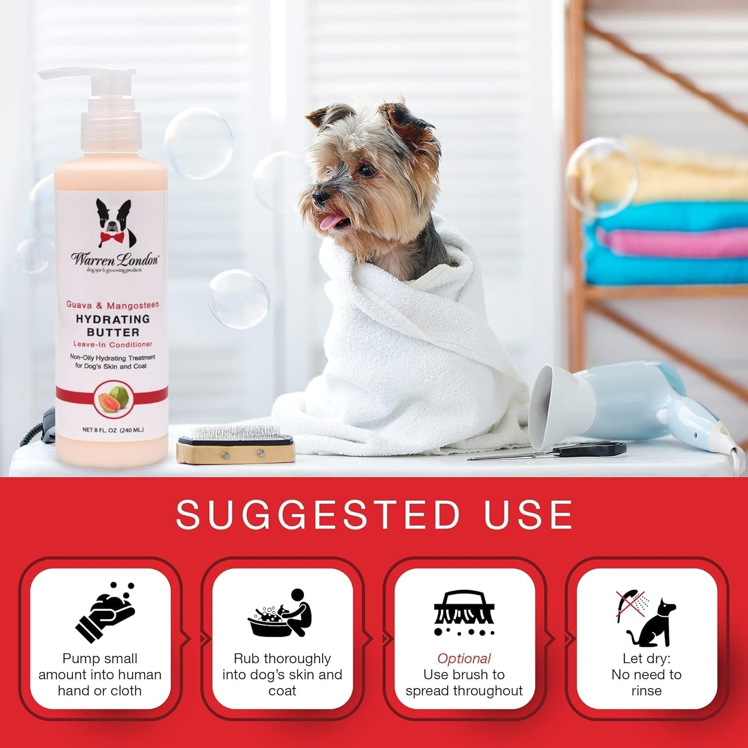 Warren London Dog Shampoo Conditioner Combo Detangler Moisturizer 8oz - Lazy Paper Club