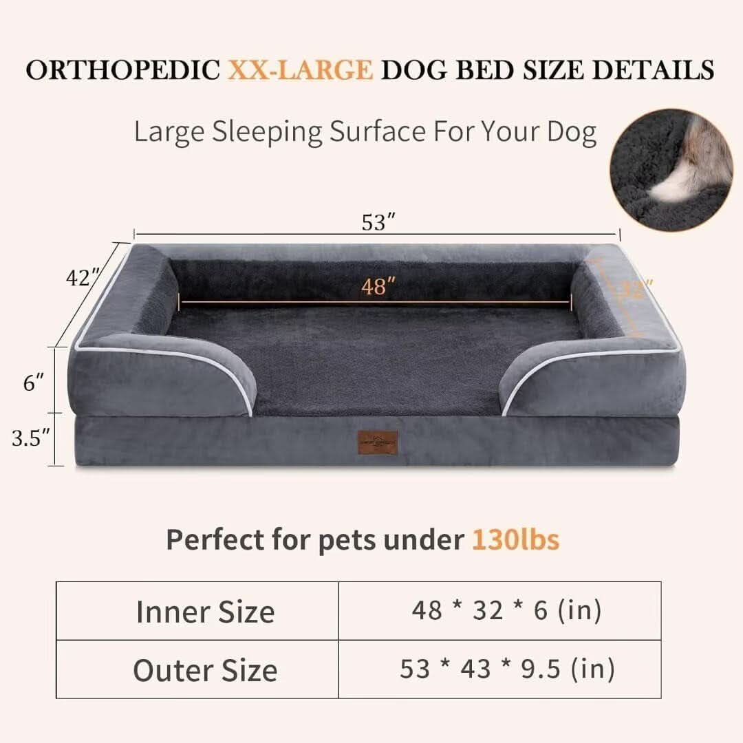 Waterproof Orthopedic Foam Dog Bed Extra Large Dark Grey - Lazy Paper Club