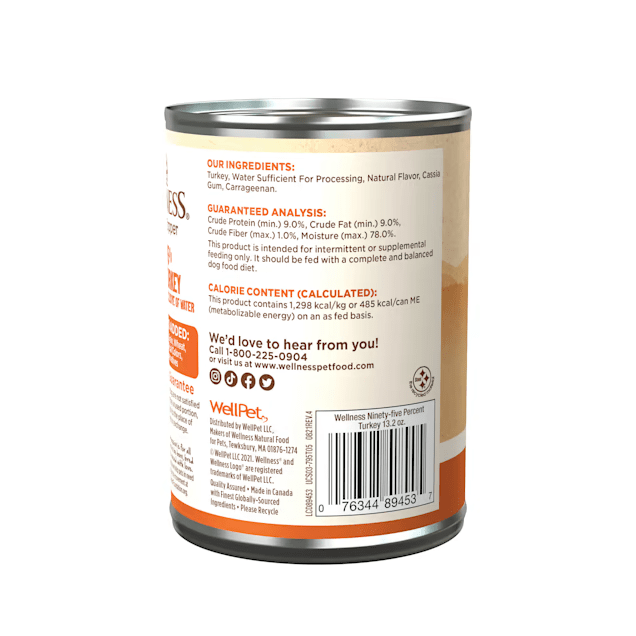 Wellness Adult 95% Turkey Wet Dog Food (13.2oz) Wet Dog Food - Lazy Paper Club