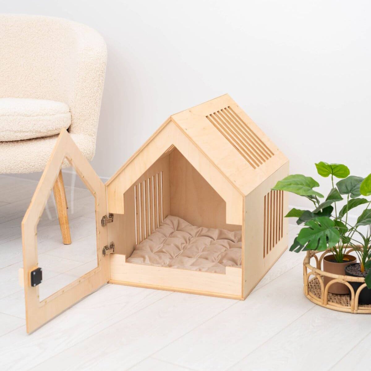 Wooden Indoor Dog House Pet House - Lazy Paper Club