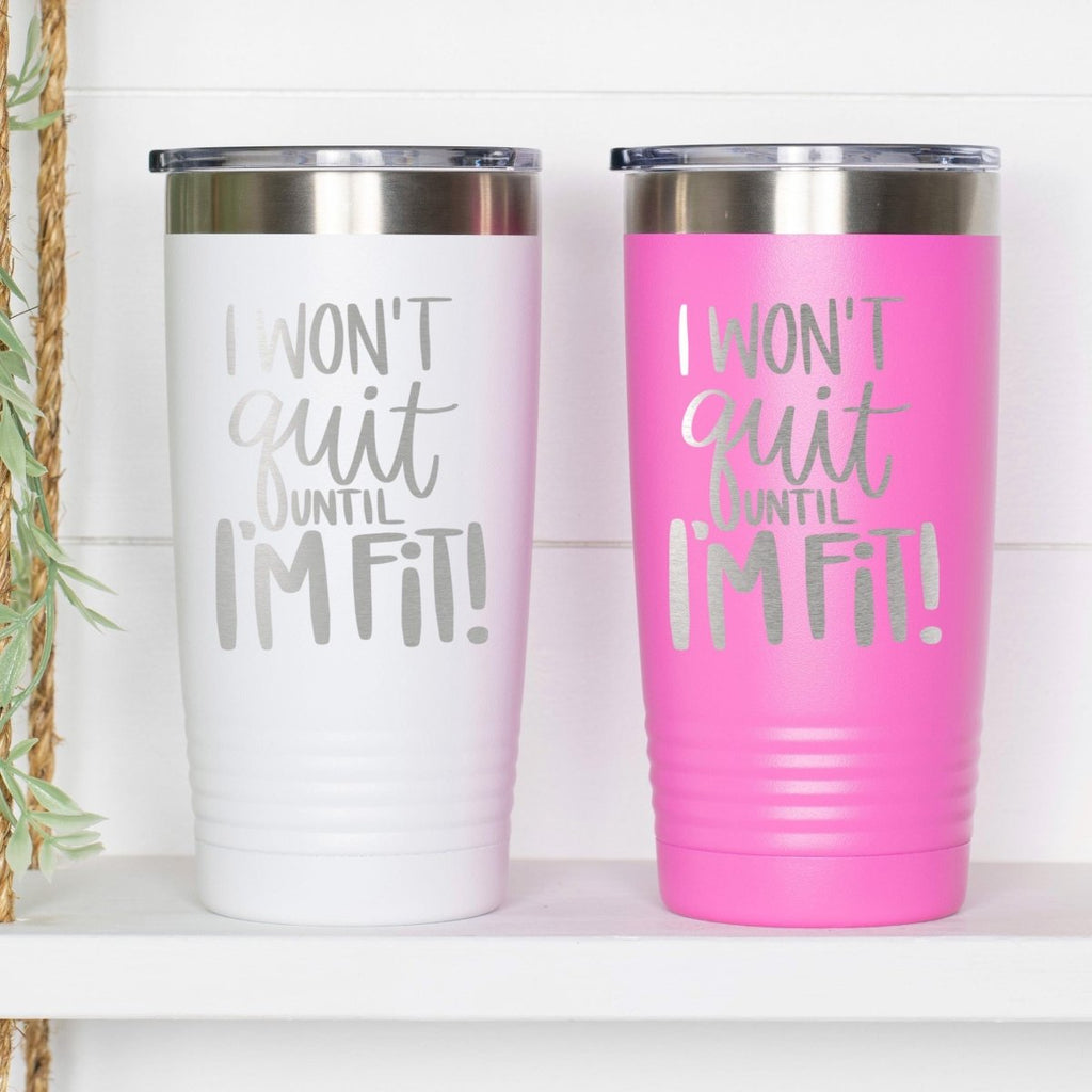 Workout Fitness Tumbler 20 oz engraved stainless steel insulated black tumbler - Lazy Paper Club